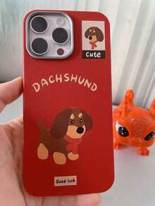 1个可爱卡通狗皮套，适用于苹果 17/16/15/14/13/12/11/17 Pro/16 Pro Max/16 Pro/16 Pro/16 Pro/16 Pro/16 Pro/15 Pro Max/15 Pro，防震磨砂边框保护套 - 紅色 - 查看 4