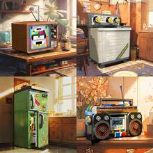 Retro Classic Home Appliances Building Blocks Set, Retro Radio TV Washing Machine Building Toy, Radio Model Collectible Building Toy Set, DIY Construction Building Model Kit, Creative Gift Halloween, Birthday, Christmas, Thanksgiving, 500+ PCS - Multicolor - View 2