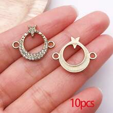 10/30个合金日月星辰吊坠，镶钻水晶太阳吊坠，金色星空吊坠，适用于DIY珠宝制作手链项链 - 彩色 - 查看 25