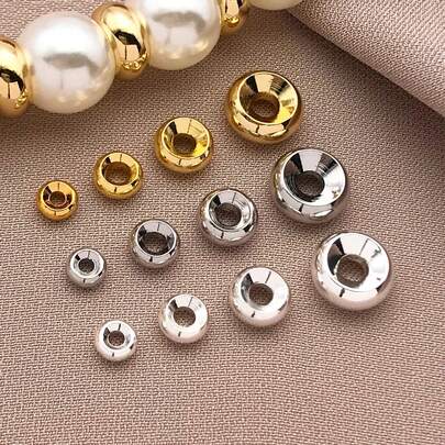 6件套 4/5/6/8毫米 高品质珠宝DIY套装 - 18K镀金铜珠、厚银珠和铂金珠 - 高光泽镜面抛光，非常适合制作手链、项链、耳环和婚礼配饰