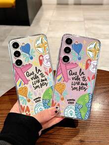 Map & Airplane Painted Perforated Transparent Minimalist Fashionable Anti-Drop Phone Case Compatible With IPhone 17/17Pro/17ProMax, 16/11/16Pro/16Plus/16ProMax/16e, 15ProMax, 13/14/12/XS/XR/7G/8P, Galaxy S25/S25Plus/S25 Ultra, A16/A36/A26/A56, 11/12Pro/12/12X/13Pro/14Pro/15Pro/X3pro, 10/9/Note9/12c/Note11Pro/Note8Pro/9C/9A - Multicolor - View 7