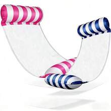 2 piezas Hamaca inflable para adultos - Material de PVC duradero, flotador inflable a rayas plegable, adecuado para fiestas en la piscina y regalos de verano - Multicolor - Ver 9