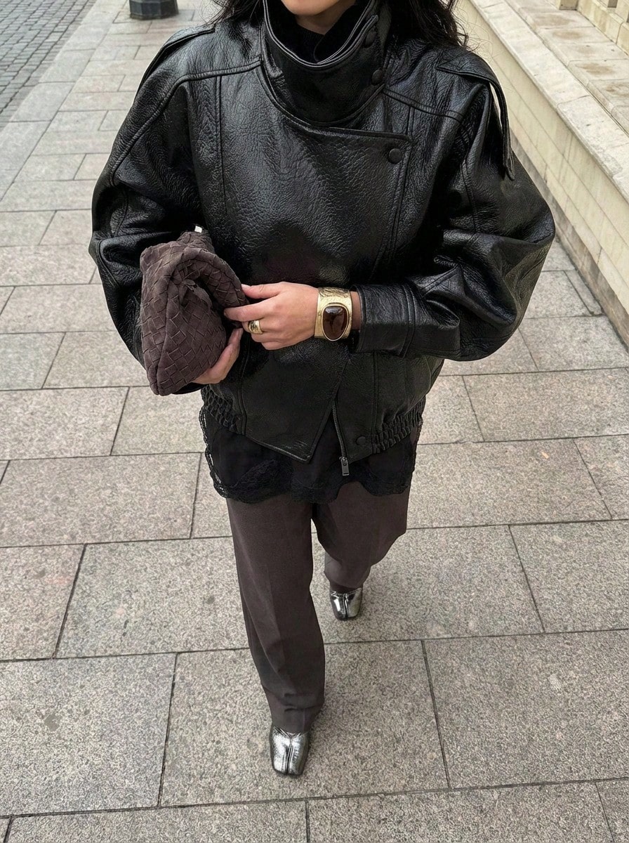 Buzzelle Jachetă scurtă casual TRAFZA pentru femei, ediție de primăvară - Negru - Vizualizare 1