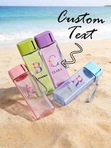 1个定制冷水杯，个性化蓝色字母名字方形水杯，奶茶咖啡果汁杯，便携式运动水壶，多色PC塑料杯，男女通用，适合户外运动、旅行、野餐、生日、节日个性化礼物，时尚设计 - 多色 - 查看 3