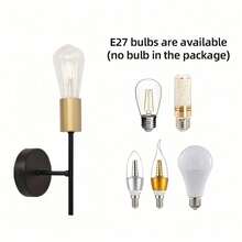 1/2个现代简约铁艺壁灯，E27灯座，硬线连接，适用于卧室、书房、门厅、走廊、楼梯间等场所的壁灯照明，不含灯泡 - 彩色 - 查看 4