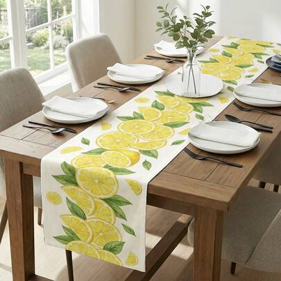 1 khăn trải bàn in hình quả chanh, thích hợp cho các dịp lễ, tiệc tùng, sinh nhật, bữa tối, trang trí bàn nhà hàng, mọi mùa, trang trí nhà cửa.