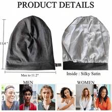 Silky Bonnet Hair Bonnet For Sleeping Satin Lined Sleep Cap Hair Wrap For Sleep Chemo Headwear Beanies For Women Men - 如圖所示 - 查看 4