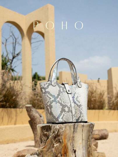 POHO Luxury Women's Handbag, Branded Style, Featuring A Gradient Snake Pattern Design, Elegant And Fashionable, Suitable To Pair With Evening Dresses For Parties, An Ideal Gift For Ladies, Friends, And Family.