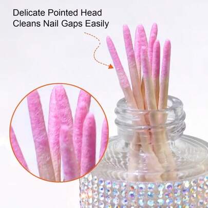 200pcs Precise Nail Cleaning Brushes, Double-Ended Gel Polish Remover Sticks - Dual-Headed Pink Nail Tools With Soft Brush And Applicator Heads, Nail Polish Corrector Sticks, Disposable Nail Polish Remover Cleaning Swabs For Nail Polish Removal And Correction, Suitable For Correcting Smudges, Cleaning Cuticles, Applying Nail Gel And Removing Excess Nail Polish