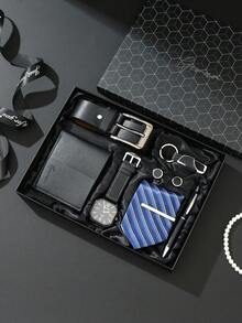 8pcs Men's Watch Gift Set, Suitable For Boyfriend, Father's Day, Birthday, Wedding Anniversary, Valentine's Day, Teacher's Day, Graduation Gift - Black - View 2