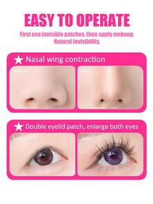 Disposable Ultra-Thin Nose Wing Contraction Patch, With Tweezers, Invisible Nose Wing Shaping Sticker, Coordinate Facial Contours, Cosmetic Products, Makeup Tools And Accessories, Grooming Supplies, Travel Essentials, Affordable Gift For Women And Men, Christmas Gift (Pink) - Multicolor - View 3