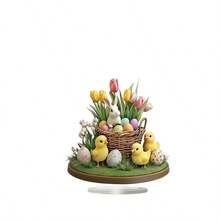 2D Acrylic Flat Easter Egg, Cute Rabbit, Chick Decoration Figurine, Acrylic Stand. - 1PC - View 4