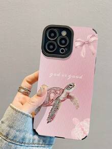 1pc New Fashionable & Elegant Pink Sea Turtle God Pattern Shock-Proof Leather Phone Case For IPhone17/17Air/17Pro/17ProMax/IPhone16/16Plus/16Pro/16ProMax/IPhone15/15Plus/15Pro/15ProMax/IPhone14/14Plus/14Pro/14ProMax/IPhone13/13Pro/13ProMax/IPhone12/12Pro/12ProMax/IPhone11/IPhone11Pro/11ProMax - Multicolor - View 5