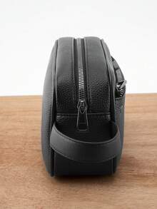 HOVI'S 男士黑色真皮手拿包 - 大容量腕包，带双拉链口袋，适合日常通勤、旅行和商务出行，是送给他的完美礼物 - 黑色 - 查看 10