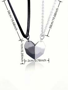 Set de 2 collares con colgante con forma de corazón, regalo para parejas/amigos - Multicolor - Ver 2