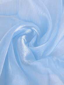 1pc Light Blue Icy Glass Organza, Micro-Textured Icy Flower Crinkle Fabric, Luxury Sheer Dress Transparent Icy Flower Tulle DIY Pre-Cut - Light Blue - View 1