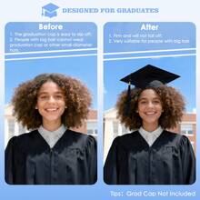 1/2个超强毕业帽头箍，黑色带魔术贴毛毡头箍，可固定毕业帽帽托，是送给毕业生的完美毕业礼物 - 黑色 - 查看 6