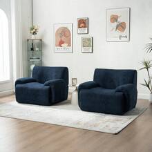42" Wide Oversized Chenille Decorative Chair(1PC),Minimalist And Practical Deep Seat Single Sofa With Ergonomic Support – No Assembly Required Plush Reading Chair For Living Room, Bedroom & Dorm (Cloud-Like Cushion, Breathable Fabric, 350lbs Capacity) - 42吋-藏青色-雪尼爾裝飾椅子 - 查看 1