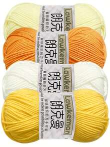 Lawkeman 4卷/200克多色手工编织纱线，可用于钩织毯子、衣服、包包、拖鞋等，柔软易钩织，每卷约50克，中等粗细，可用于钩织围巾、帽子、毛衣等，是送给家人和朋友的DIY礼物，适合初学者，礼品套装 - 多款式 - 查看 18