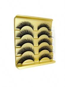5 Pairs Mango Shaped False Eyelashes, Natural 8D Faux Rabbit Hair Eyelashes, Angel Wing Long Thick Strip Eyelashes, Suitable For Daily Makeup - View 8