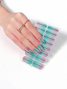 Hình dán móng tay màu hồng san hô, decal trang trí móng tay chống thấm nước, màu trơn, hồng hành lá, hiệu ứng ombre phủ toàn bộ móng. - Màu xanh Bạc hà - Xem 5