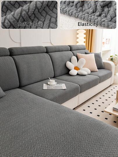 1pc Plush Sofa Slipcover, Stain-Resistant Anti-Slip Sofa Seat Cover, All-Season Use, Pet-Friendly, Machine Washable Non-Fading Non-Shedding Stretch Sofa Cushion Cover, Fits Single/Loveseat/3-Seater/4-Seater, L-Shaped Sofa, Sofa Backrest Cover