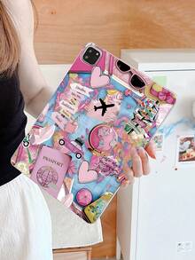 Cute Pink Travel Elements Shockproof Basic Pad Case 1pc Pink Travel Collage City Landmark Passport & Airplane Print Transparent Protective Case Integrating Passport & Globe City Landmark Travel Aesthetic Design Suitable For 10th Gen Suitable For Travelers Cute Style Lovers Birthday Anniversary Spring Gift - Clear - View 1