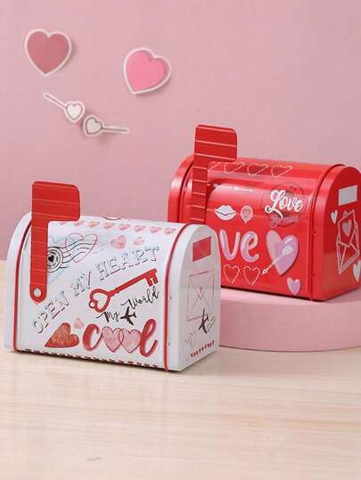 1 pieza Buzón de hierro decorativo, caja de almacenamiento de regalo de decoración del hogar, caja recuerdo, caja de regalo del Día de San Valentín para el intercambio en la escuela, decoración exquisita, regalo único para cumpleaños/vuelta al colegio