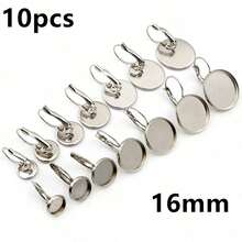 10pcs 6-25mm Inner Size Stainless Steel French Lever Earring Cabochon Blank Base Setting Tray DIY Ear Jewelry Making Bezel Accessories Findings - French Earrings - View 13
