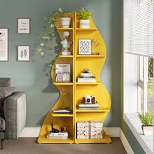 LITTLE TREE LITTLE  TREE Corner Shelf, Modern 5-Tier Wall Corner Bookshelf, Stylish Corner Small Bookcase Storage Rack Plant Stand With Unique Shape For Living Room, Home Office,1PCS - Yellow - View 4