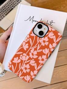 1件复古波西米亚风手绘花卉图案亮面二合一硬壳手机壳，兼容三星/11/12/13/14/15/16/17 Pro Max - 彩色 - 查看 2