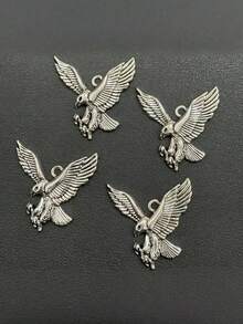 1pc/2pcs/4pcs Street Fashion Exaggerated Fierce Eagle Shape Alloy Keychain Pendant, Unisex Accessories, DIY Necklace Earrings Material, Retro Hip Hop - Silver - View 6