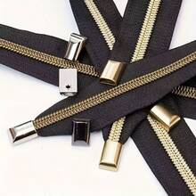 10 Bộ (10 kẹp + 10 ốc vít) Đầu kéo khóa kim loại, Chốt chặn cuối khóa túi xách, Dụng cụ cố định khóa kéo, Đầu kéo khóa vuông màu bạc/vàng/xám kim loại - Nhiều màu - Xem 9