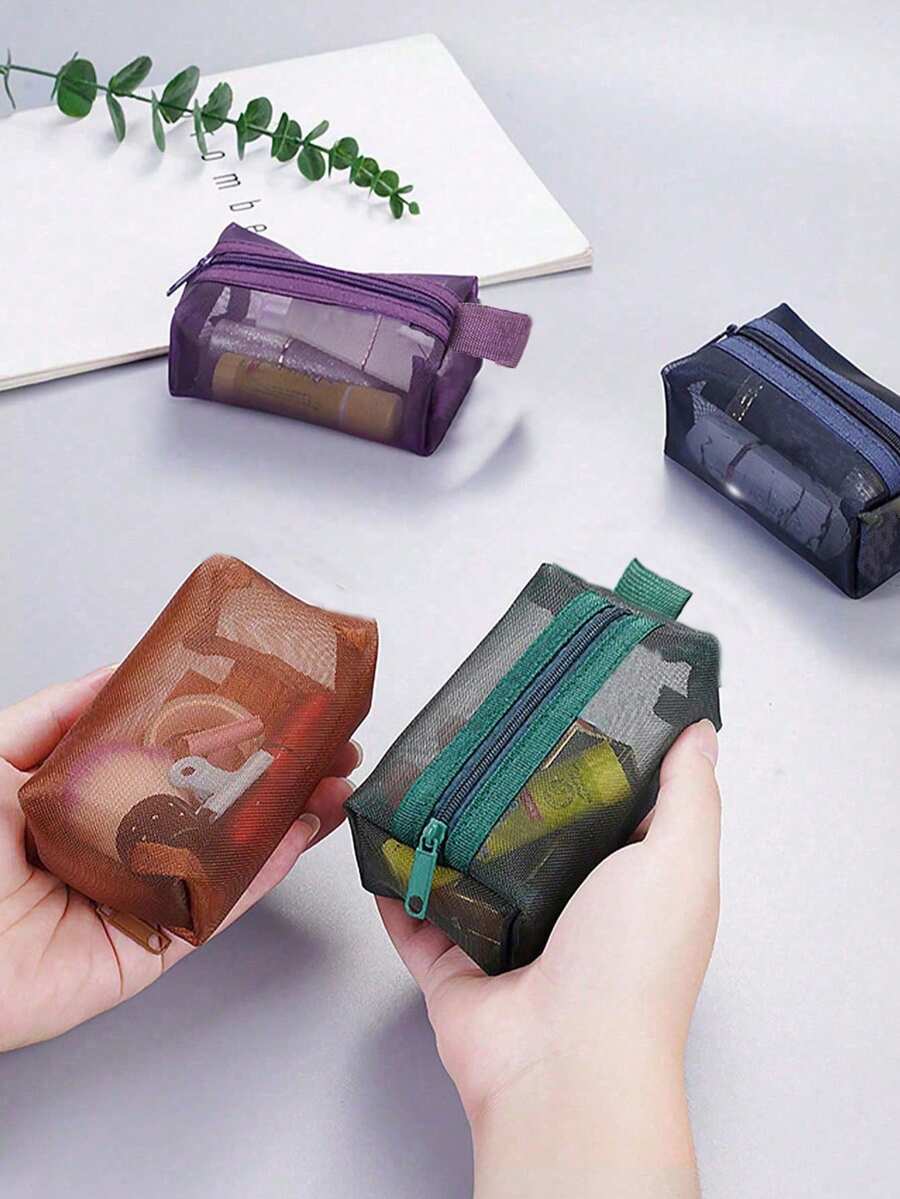 1个小型手提包,方形网状零钱包,迷你钥匙包,耳机包,化妆包,数码包,透明收纳袋,便携式化妆包,拉链收纳袋,零钱、钥匙和卡片收纳袋,适合存放口红、化妆刷、护肤品、小物件,居家、度假、节日(万圣节、圣诞节)等场合,多功能用途 - 彩色 - 查看 1