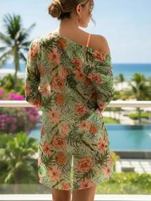 3-Piece Bikini Swimsuit Set With Positioning Print, Beachwear And Women's Vacation Fashion - Naranja 1 - Ver 3
