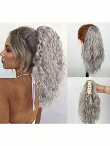 Curly Hair Ponytail Extension 14in Claw Drawstring Ponytail Fake Hair Pieces Bleach Blonde With Brown Highlights High Pony Tails Hair Extensions Synthetic Friendly Fiber For Women - Multicolor - View 18