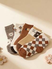 5 pares de calcetines de media caña con diseños de animales de dibujos animados - Suaves y antideslizantes, adecuados para niños y niñas de 3 a 12 años, para usar en la escuela y en casa - Multicolor - Ver 7