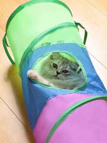 1 Stück neues Design E-förmiger Katzen Tunnel, Selbstunterhaltungs Katzen Tunnel, geeignet für alle Jahreszeiten, abnehmbar und waschbar, modulares Spieltunnel Zelt, Katzen Tunnel, Regenbogen Tunnel Serie, selbstmontage, interaktiver Regenbogen Tunnel, faltbares Katzenspielzeug, Katzen Zubehör (zufällige Farbkombination) - Verschiedenfarbig - Übersicht 8