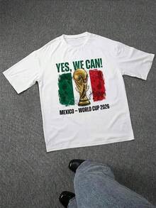 United World Cup Football T-Shirt White World Cup Trophy And Stars Graphic Print For Sports Fans And Events - 白色25 - 查看 1