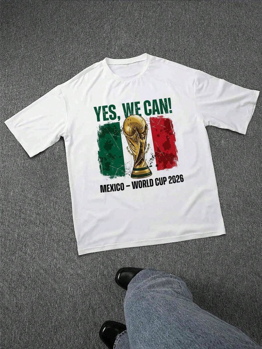 United World Cup Football T-Shirt White World Cup Trophy And Stars Graphic Print For Sports Fans And Events - 白色25 - 查看 1