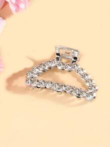 1pc Girl's Rhinestone Decorated Half-Up Hair Clip, Suitable For Daily Use Summer Hair Accessories Beach Claw Clips Vacay Hair Claws Vacay Hair Clips - Silver - View 1