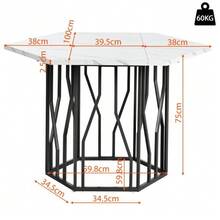 Modern Hexagonal Marble Coffee Table With Black Metal Branch-Shaped Base, Featuring A Clean Design, Ideal For The Dining Room And Living Room. - Black - View 7