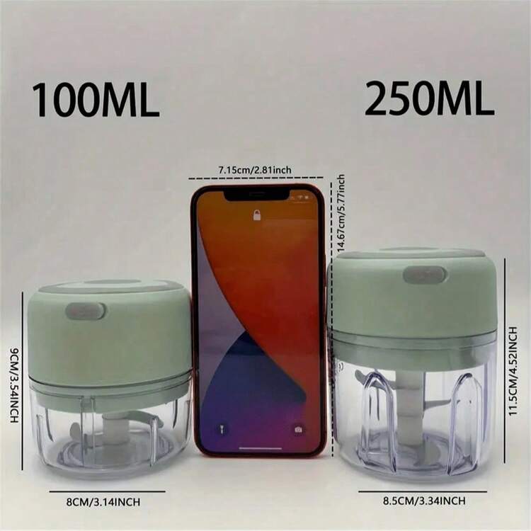 600mAh USB Rechargeable Mini Electric Garlic Press, 23W High Power, Stainless Steel Triple Blade, Quickly Chops Garlic, Chili, Onion, Ground Meat, Nuts And Other Ingredients. Indispensable Food Processor For Kitchen Or Camping. - Green - View 10