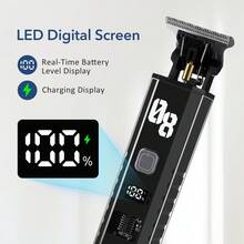 Hailicare Professional Wireless Electric Hair Clipper And Beard Trimmer, Men's Electric Shaver, Rechargeable Haircut Set With LED Display, Professional Barber Scissors Set, Men's Grooming Trimmer - Black - View 5
