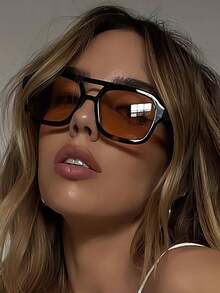 1 Piece - Ladies' Style - Retro Square Double-Bar Pilot-Style Glasses From The 1970s. The Design Is Fashionable And Suitable For Daily Wear. - Multicolor - View 2