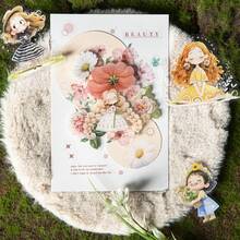 10pcs/Pack Cartoon Girl In Floral Scene Asymmetrical PET Stickers, Scrapbooking Supplies, Minimalist Floral Plant Collage Decorative Materials, Cute Waterproof Stickers, Stationery & School Supplies Scrapbook Supplies Funny Stickers Kindle - Rectangle - View 9