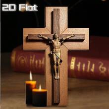 1 pièce Décoration murale de croix en bois de style église vintage, croix suspendue de 20 cm x 30 cm, décoration religieuse pour les fêtes, cadeau idéal pour le clergé - 30 cm x 20 cm / 12 po x 8 po - Voir 2