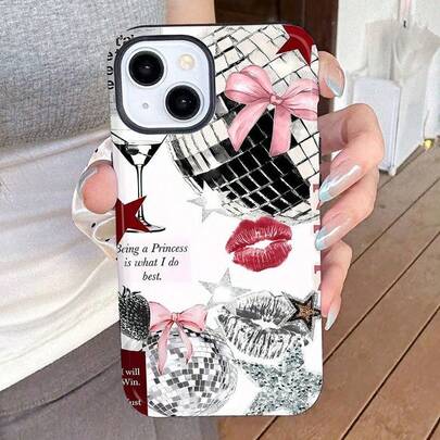 Fashion Phone Case - Compatible With Apple 11, 15 Series, 14, 13, 16PM, 17 Series, Heart Pattern Phone Case | Layout Phone Case Aesthetic | Street Style Phone Case | Shock-Proof Protection | Gift For Girls