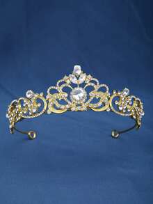 1pc Elegant Baroque Crystal Crown, Bridal Wedding Headpiece, Women's Party Event Hair Accessory - Multicolor - View 3