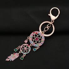 1pc Shiny Crystal Dream Catcher Keychain, Rhinestone Sparkling Keychain, Charm Car/Bag Accessory - Gold - View 12